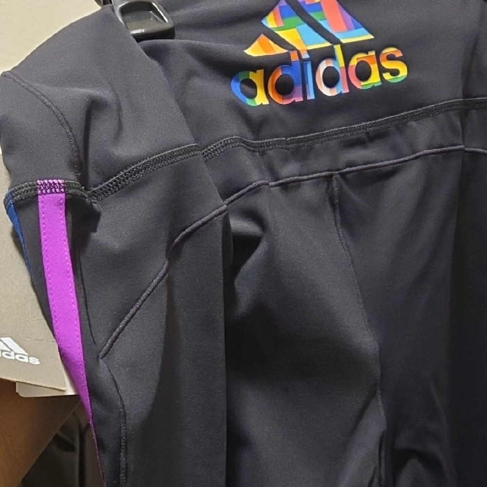 Adidas Black Jacket with Rainbow Logo